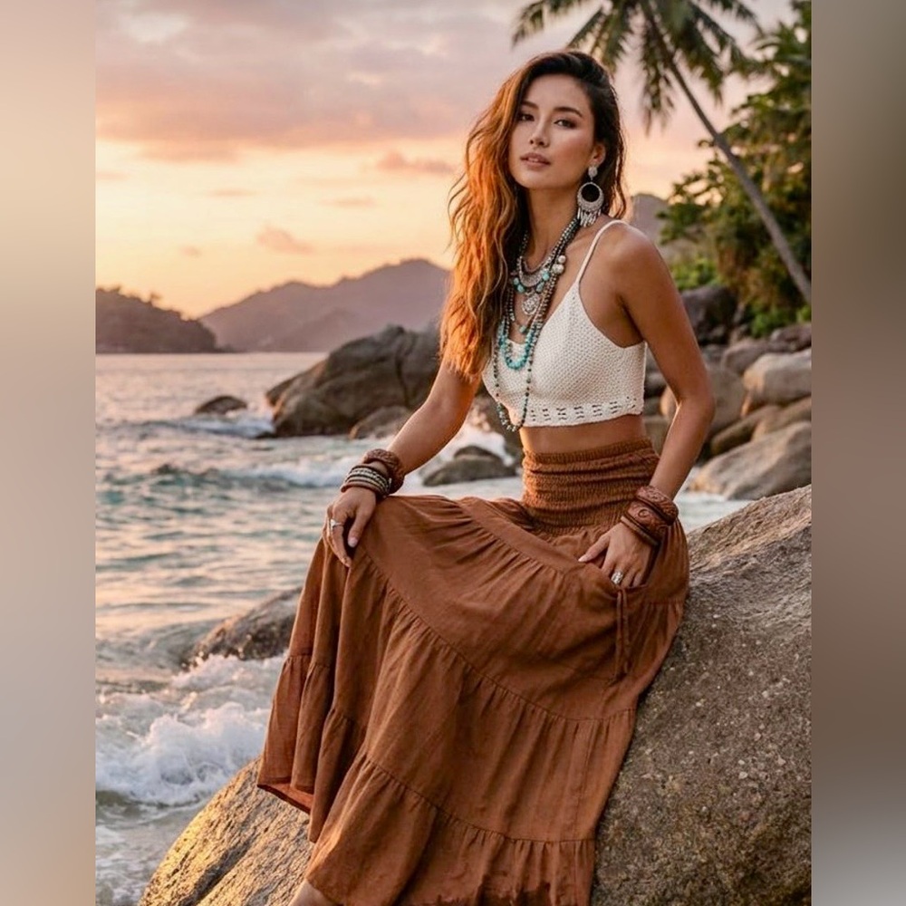 Boho maxi skirt new without tags